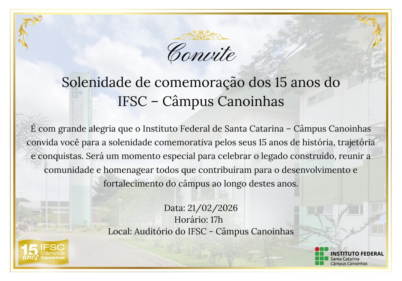 Convite para a solenidade festiva