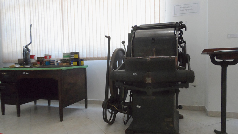 Ambientação de oficina tipográfica